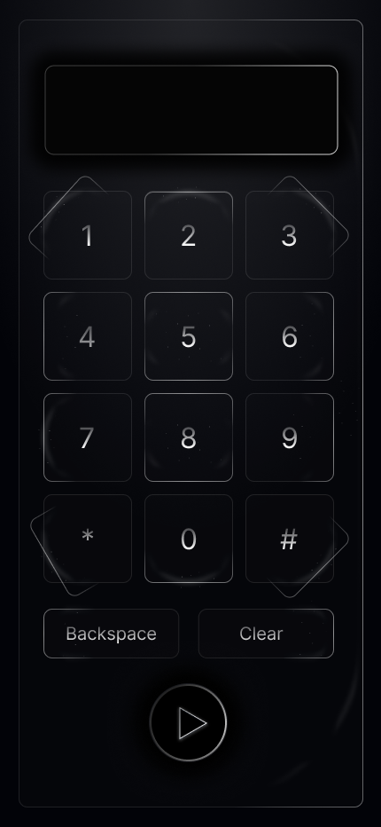 Dark night mode dialer skin with glassmorphism buttons