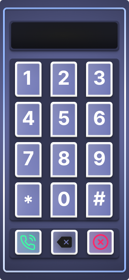 Bright mode dialer skin with purple-blue gradient buttons