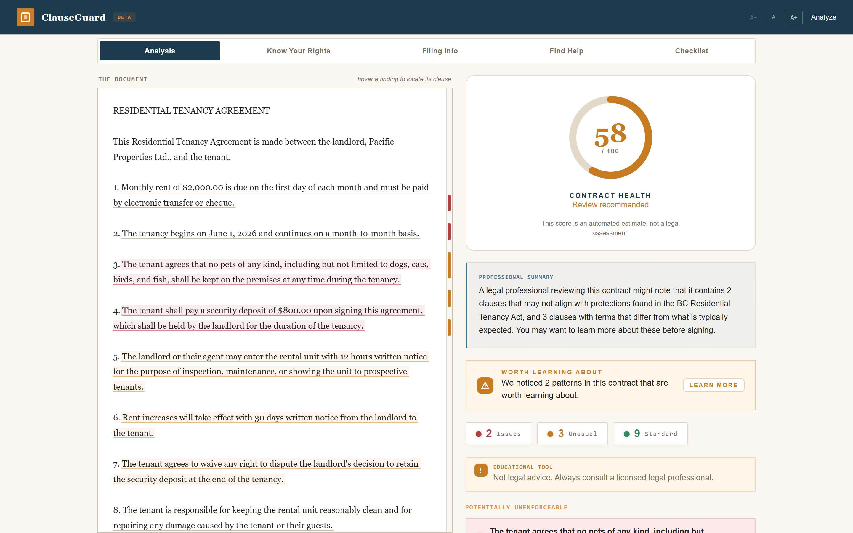 The split-pane document map on desktop