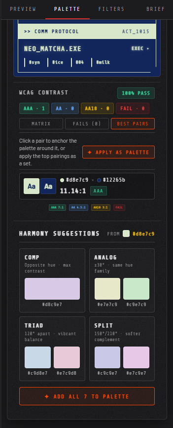 Palette tab lower half